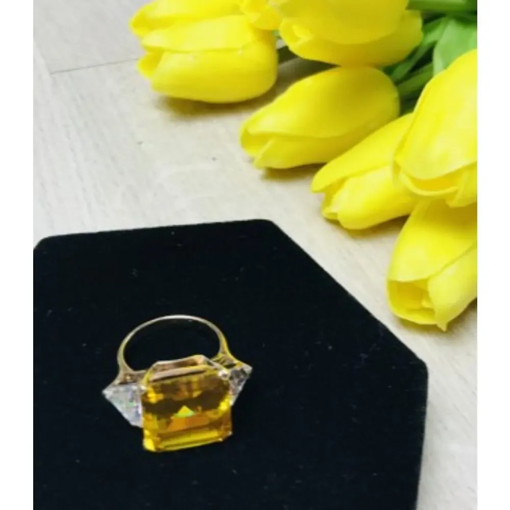 925 Sterling Silver Gold Plated Yellow & White CZ Ring Size 9